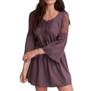 American Eagle Purple Romantic Fairycore Gauze Lace Tunic Mini Dress M